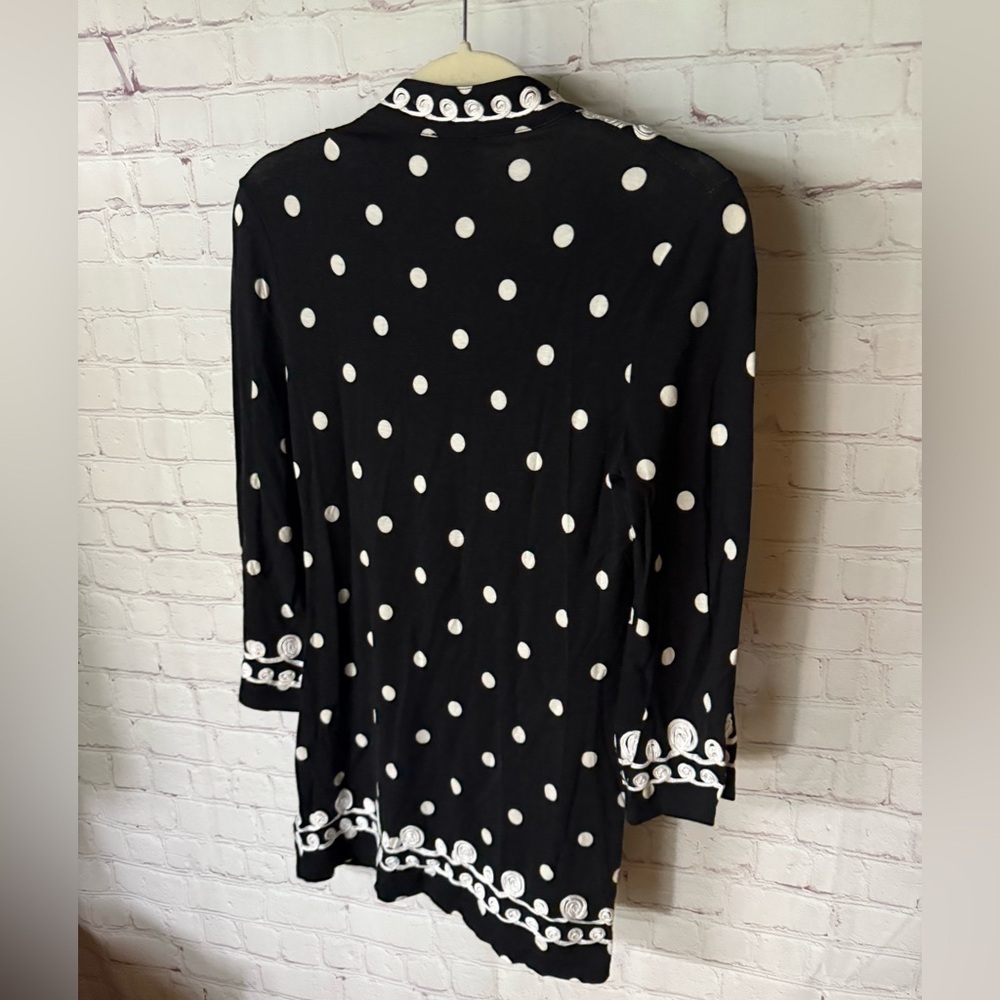 V Christina Black & White Polka Dot Embroidered Tunic Top – Boho Chic, Size S - Picture 4 of 4